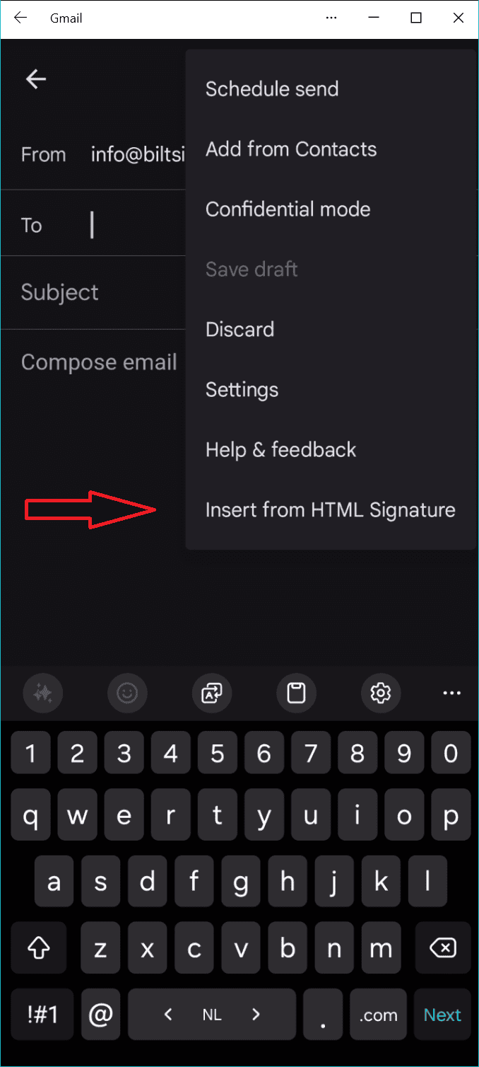 Step 3 adding the signature to the mobile gmail app 3